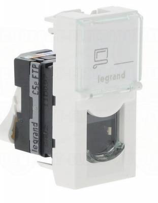 Prise RJ 45 cat. 5E FTP blanche 1M Legrand Mosaic