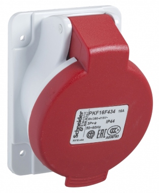 Socle de prise invers�e - PratiKa - 16A - IP44 - 220V - 2P+T - Schneider electric PKF16F423