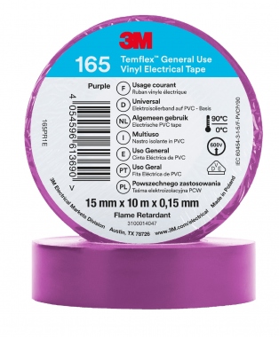 Ruban adh�sif - 3M TEMFLEX 165 - 15 mm x 10 m�tres - Violet - 3M 80468N