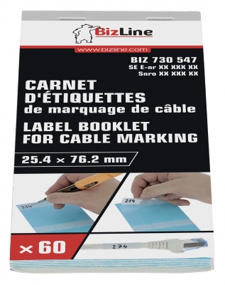 Carnet de marquage de c�ble - Vinyle auto-prot�g� - 60 �tiquettes - Bizline 730547