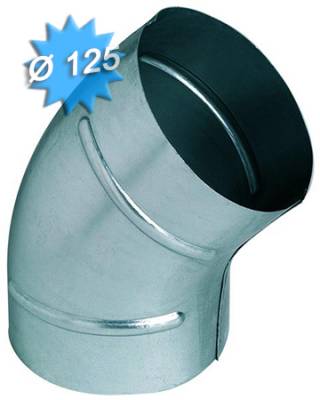 Coude � 45 degr�s diam�tre 125 mm en acier galvanis�