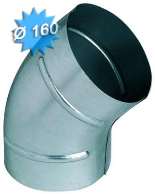 Coude � 45 degr�s diam�tre 160 mm en acier galvanis�
