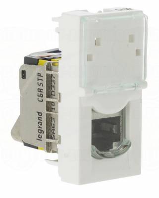 Prise RJ 45 cat. 6A STP blanche 1M Legrand Mosaic