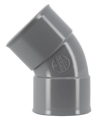Coude PVC - Femelle / Femelle - 45� - Diam�tre 50 mm - Nicoll UCJ44