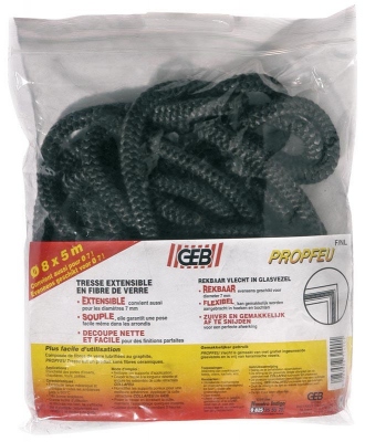 Tresse ronde d'�tanch�it� - Pour portes de fours - Geb PROPFEU - Diam�tre 7 � 8 mm - 5 m�tres