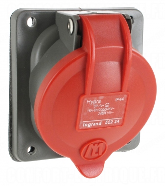 Prise tableau 16 Amp�res 3P+N+T IP44 rouge - Legrand Hypra 52224