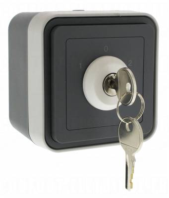 Interrupteur � cl� 3 positions 10A Hager Cubyko saillie complet gris
