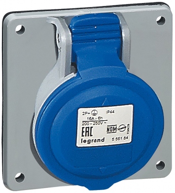 Prise tableau - 32 Amp�res - 2P+T - IP44 - Bleu - Legrand 555484