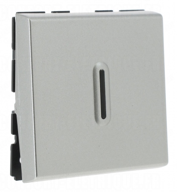 Bouton poussoir 2 modules � voyant Legrand Mosaic aluminium