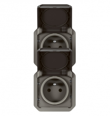 Prise de courant - 2 x 2P+T - Verticale - Anthracite - Composable - Legrand Plexo 069843L