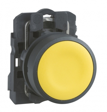 Bouton Poussoir - Affleurant - 1 NO - Jaune - Complet - Schneider electric XB5AA51