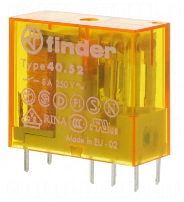 Relais miniature pour circuit imprim� 24 volts AC 2 contacts 8 amp�res