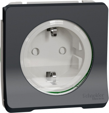 Prise 2 P+T - Gris - Composable - Standard Allemand - Schneider electric MUR36134