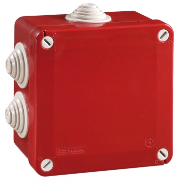 Boite de d�rivation - A t�tines - 100 x 100 x 50 mm - Rouge - Boite �tanche - Iboco 05546
