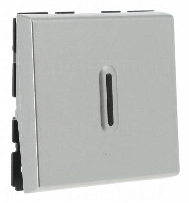 Bouton poussoir 2 modules � voyant Legrand Mosaic aluminium