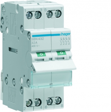 Interrupteur modulaire - 4 P�les - 32A - Hager SBN432