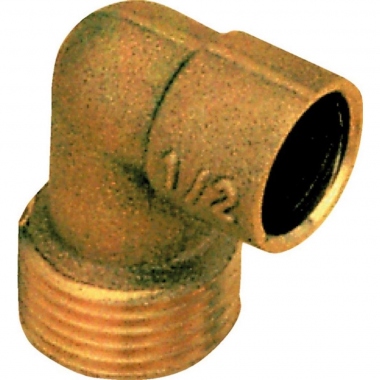 Coude en laiton - M�le - 12 mm � souder vers 12 x 17 � visser - Sachet de 2
