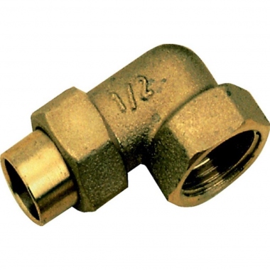 Coude union en laiton - Femelle - 18 mm � souder vers 20 x 27 � visser - Sachet de 2