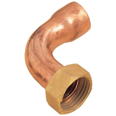 Raccord 2 pi�ces coud� en laiton - Femelle 20 x 27 vers Femelle 18 mm - Sachet de 2