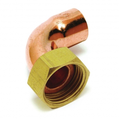 Raccord 2 pi�ces coud� en laiton - Femelle 20 x 27 vers Femelle 22 mm - Sachet de 2