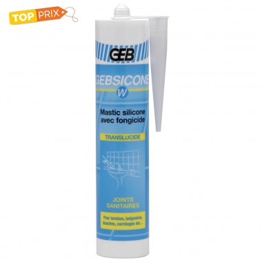 Mastic silicone �tanch�it� sanitaire Geb GEBSICONE W - Cartouche de 310 ml - Translucide