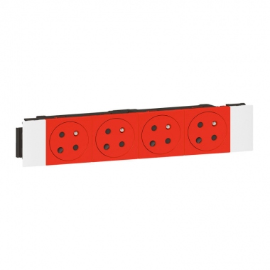 Prise de courant - 4 x 2P+T - D�trompage - Clippage direct - Surface - Legrand 077124L