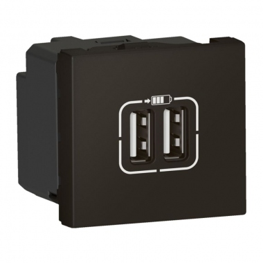 Chargeur - 2 Modules - 2USB A 2.4A - 12W - Noir Mat - Legrand 079194L