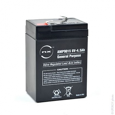 Batterie au plomb - AGM NX - GENERAL PURPOSE - 6 Volts - 4.5Ah - F4.8 - Enix Energies AMP9015