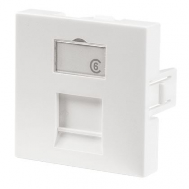 Plastron droit - 1 port - 45 x 45 - Avec volet - Sans connecteur - GigaM�dia PL45DS