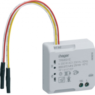 Module 2 entr�es + 1 sortie - Variateur 2 fils - Hager KNX Radio - Hager TRM691E