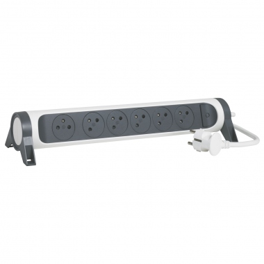 Bloc multiprise - 6 x 2P+T - Rotatif - 3 M�tres - Blanc / Noir - Legrand 049462