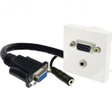Plastron c�bl� 2 modules - VGA + Jack 3.5mm + raccord F - Erard 902843