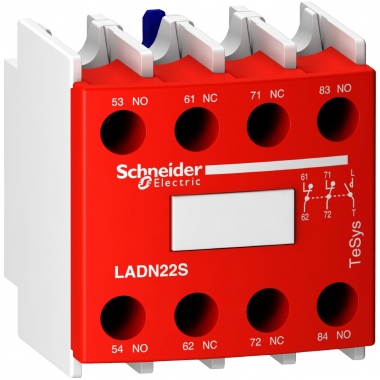 Bloc contacts auxiliaires - 2O+2F - Rouge - A vis - Schneider electric LADN22S