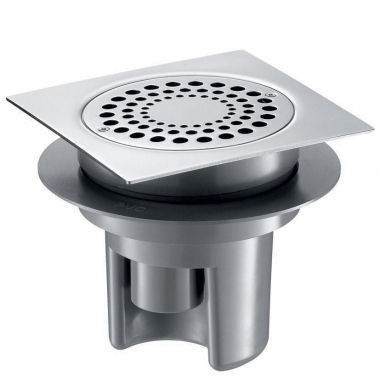Siphon de sol - 150 x 150 - Hauteur r�glable jusqu � 85 mm - Grille Inox - Corps PVC - Delabie 683001