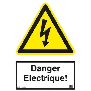 Affiche - Autocollante - Rigide - DANGER ELECTRIQUE - CATU ATP-49/A4