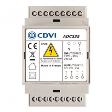 Alimentation - A dcoupage - 12 Volts - DC - 3A - 3 Modules - CDVI ADC335