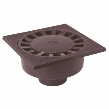 Siphon de Cour - 250 x 250 mm - A Embo�ture Ext�rieure - Sortie Verticale - Nicoll SC1009 - Gris Fonc�