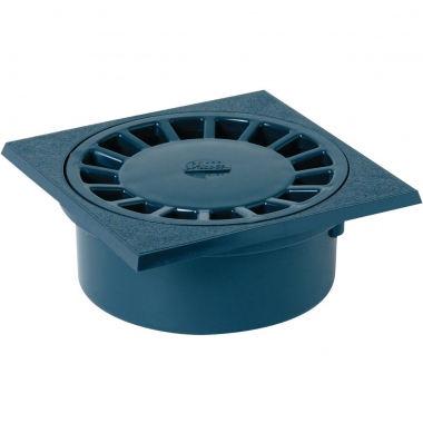 Siphon de Cour - 150 x 150 mm - A embo�ture incorpor�e - Sortie Verticale - Nicoll SC456 - Gris Fonc�