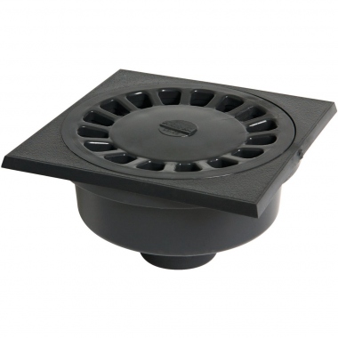 Siphon de Cour - 150 x 150 mm - A embo�ture ext�rieure - Sortie Verticale - Nicoll SC504 - Gris Fonc�