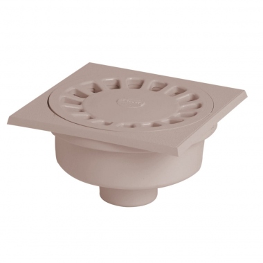 Siphon de Cour - 150 x 150 mm - A embo�ture ext�rieure - Sortie Verticale - Nicoll SC504G - Gris Clair