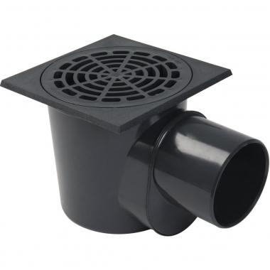 Siphon de Cour - 200 x 190 mm - A panier - Sortie Horizontale - Nicoll SCP1110 - Gris Fonc�
