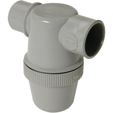 Siphon de lavabo - A coller - Entr�e horizontale - Diam�tre 32 mm - Nicoll YF1C - Gris