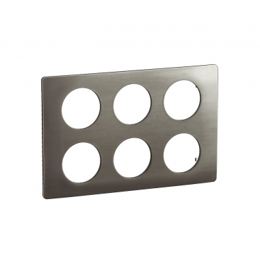 Plaque de finition - 2 x 3 Postes - Acier satin� - Legrand C�liane CP1810