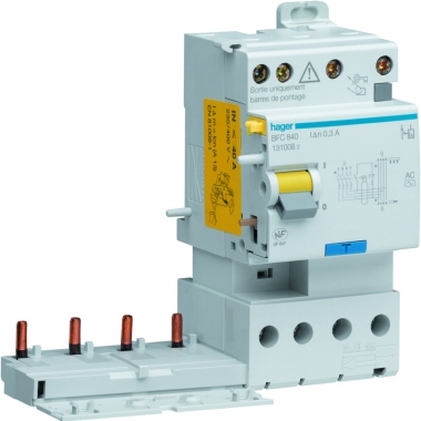 Bloc diff�rentiel - 3 Phases + Neutre - 63A - 300 mA - Type AC - Hager BFC863