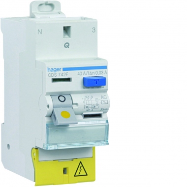 Interrupteur diff�rentiel Hager - 63A - 30 mA - 2 P�les - Type A - Auto / Vis