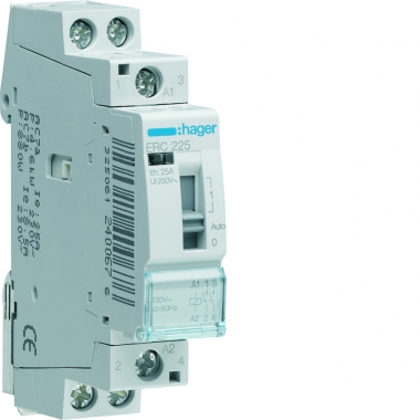 Contacteur Modulaire - Commande manuelle - 25A - 2 contacts NF - 230V - Hager ERC225