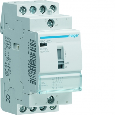 Contacteur Modulaire - Commande manuelle - 25A - 4 contacts NF - 230V - Hager ERC425