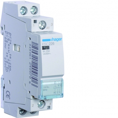 Contacteur Modulaire - 25A - 2 Contacts NO - 230V - Hager ESC226