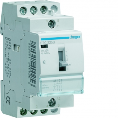 Contacteur Modulaire - Jour / Nuit - 25A - 3 contacts NF - 230V - Hager ETC325