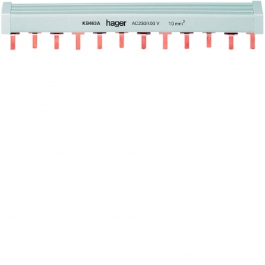 Barre de pontage - 3 p�les + Neutre - Languettes - 10 mm� - 12 Modules - Hager KB463A